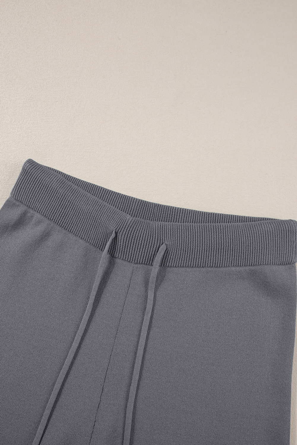 Blackish Green Contrast Trim Half Sleeve Top Drawstring Pants Loose 2pcs Sweater Suit