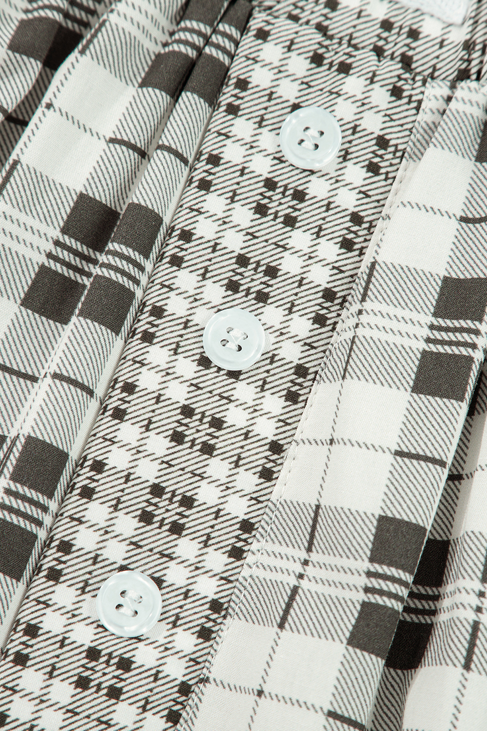Gray Plaid Wide Leg Casual Pants