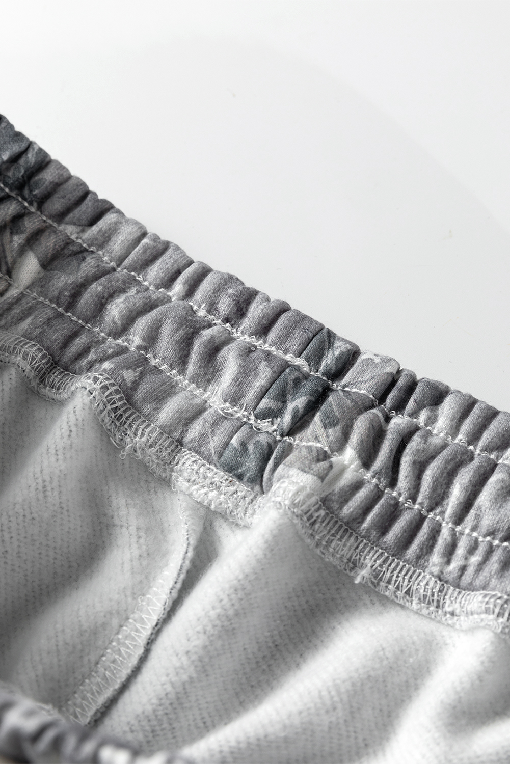 Gray Camo Print Cozy Drawstring Elastic Waist Jogger Pants