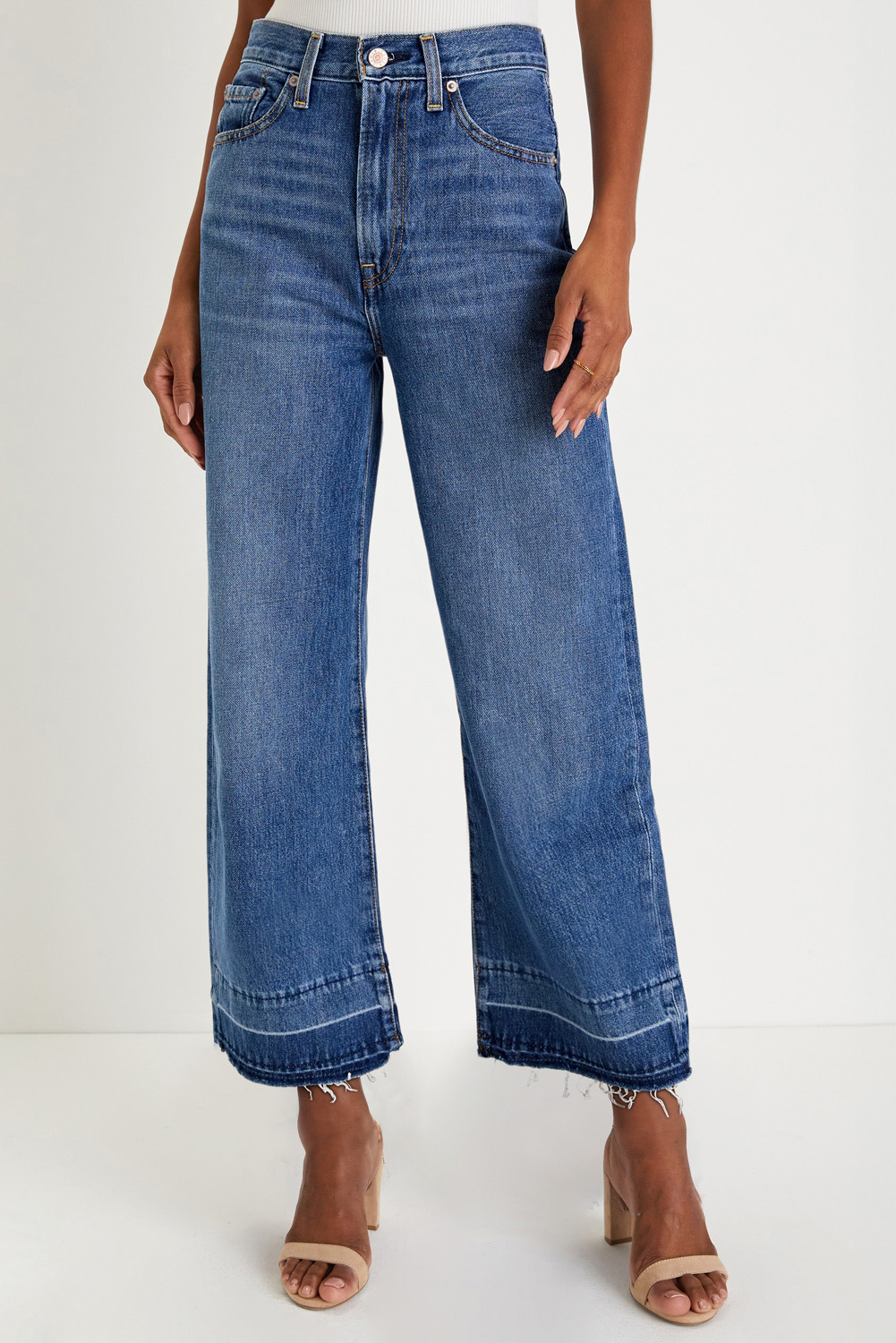 Gray Raw Hem Straight Leg Loose High Waist Jeans