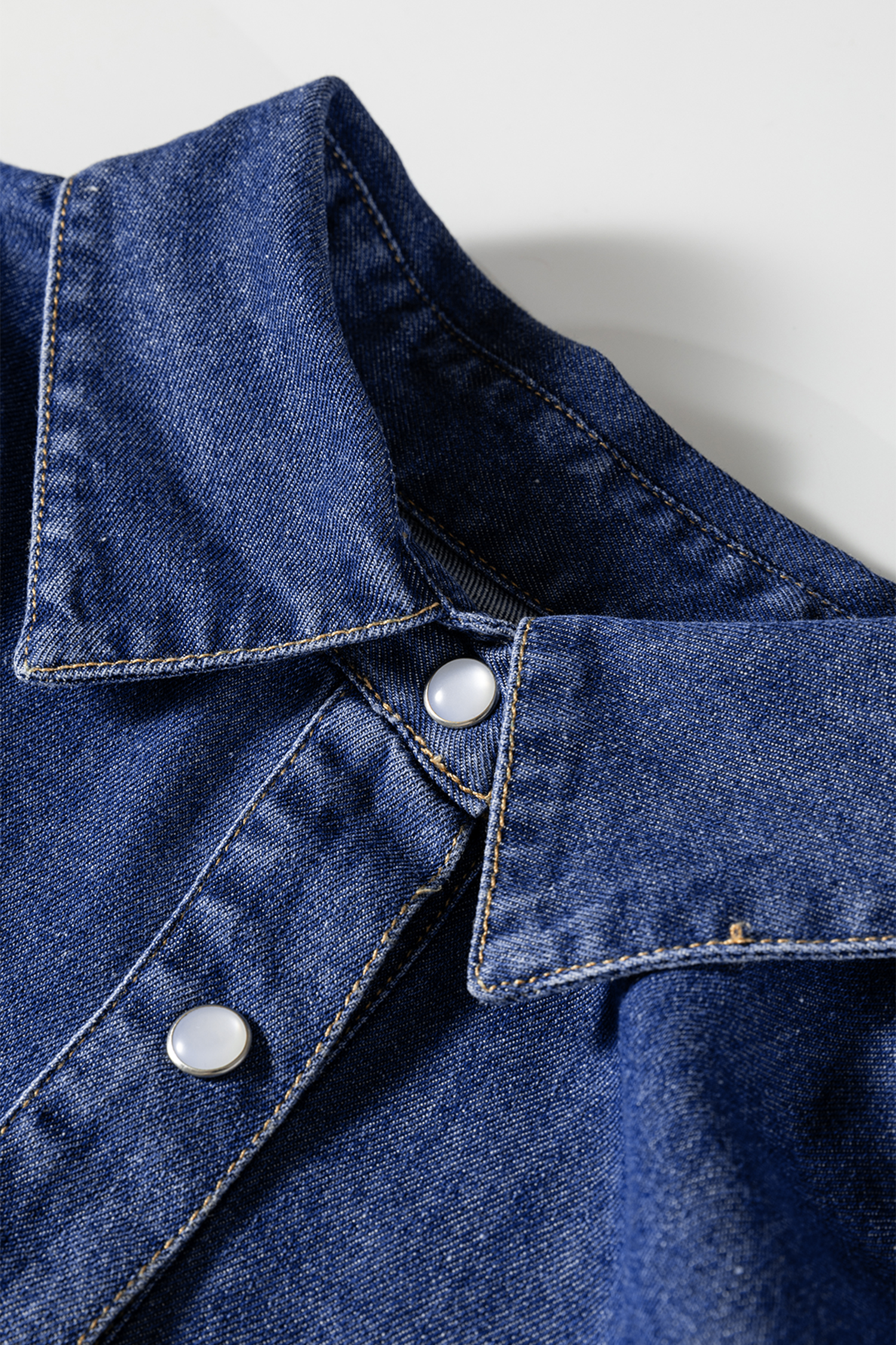 Ashleigh Blue Denim Shirt Collar Long Sleeve Flared Mini Dress