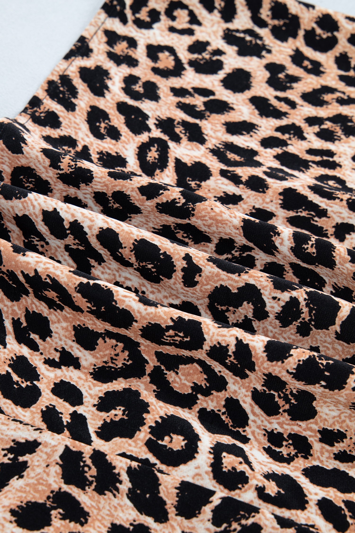 Khaki Cheetah Printed Contrast Lace Detail Ruffled Wide Leg Jumpsuit