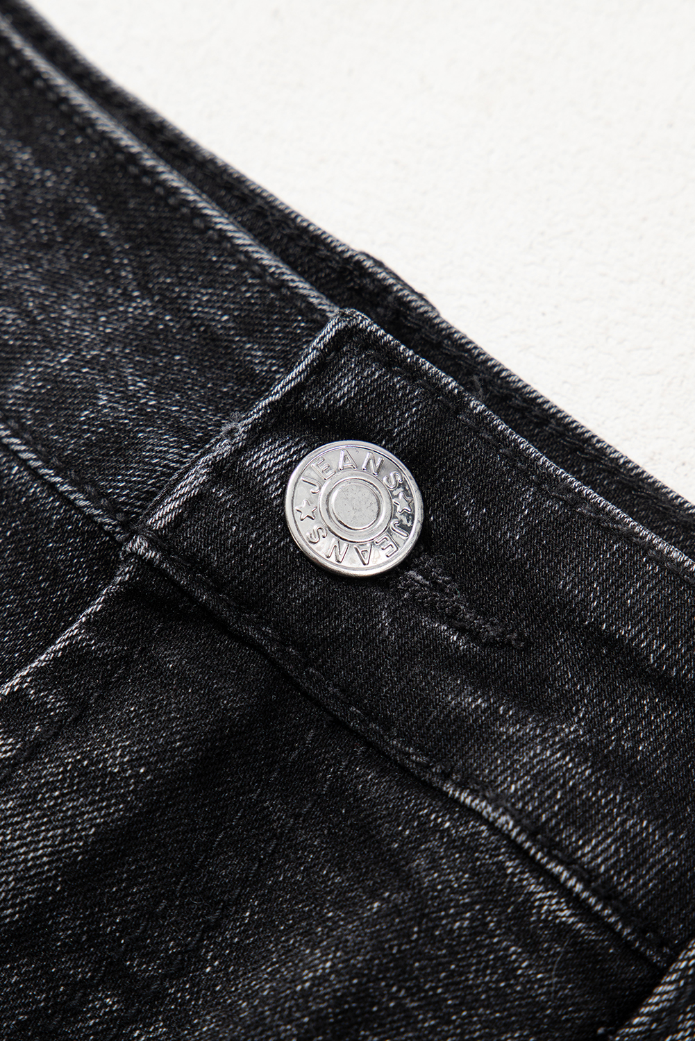 Carbon Grey Mineral Wash Ripped Raw Hem Denim Mini Skirt