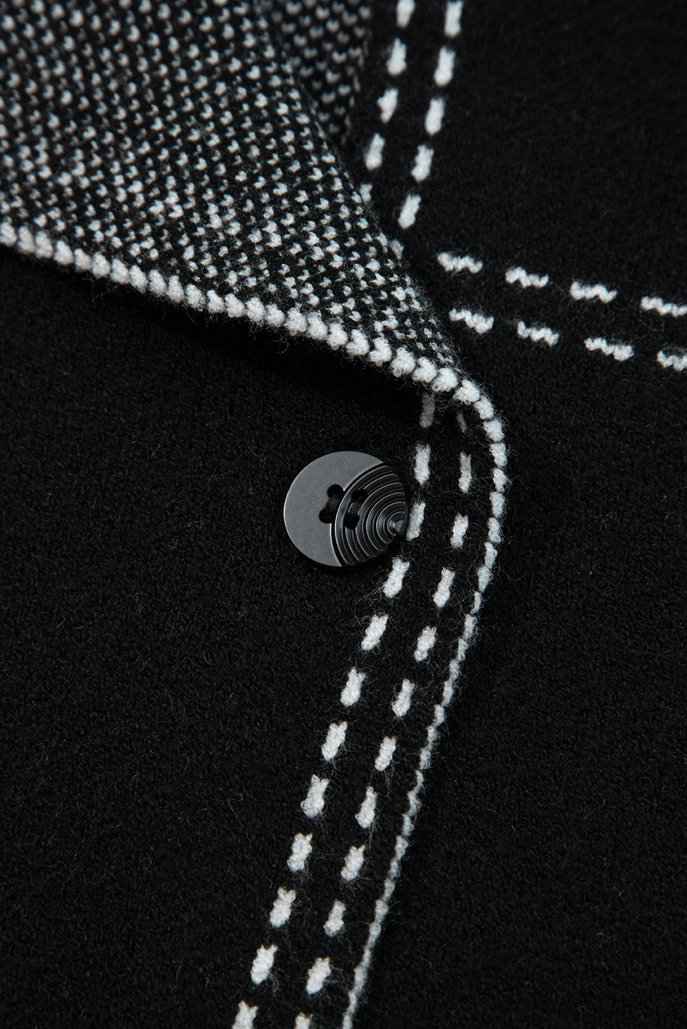 Black Contrast Trim Button up Sweater Cardigan