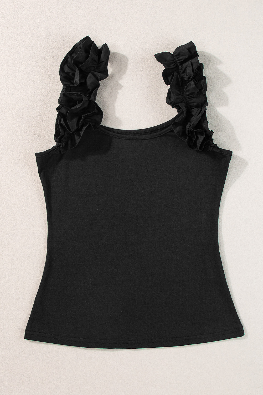 Mint Green Ruffled Wide Straps Slim Tank Top
