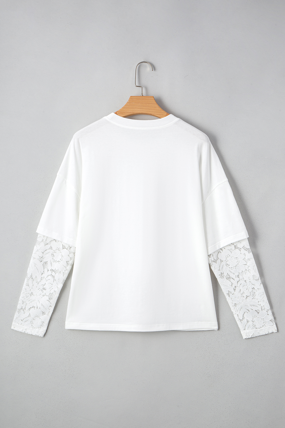 Black Lace Long Sleeve Insert Drop Shoulder Tee