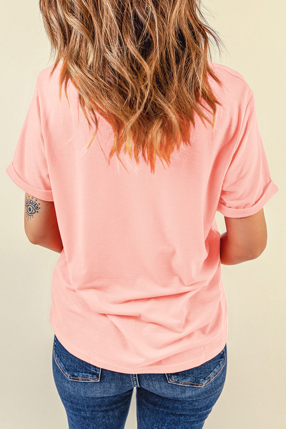 Pink Sequin Checkered MAMA Bow Graphic T Shirt