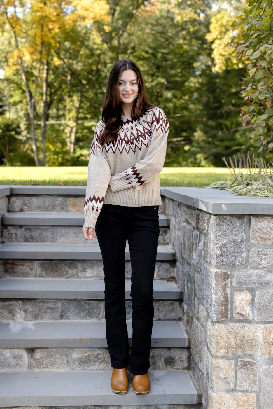 Camel Fair Isle Sweater - luftunsa