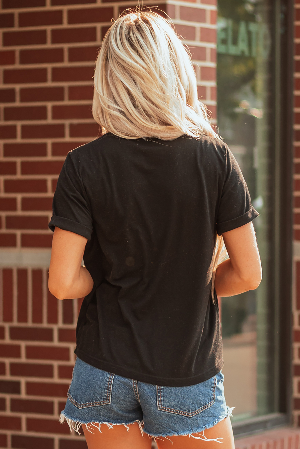 Black Shimmering Sequin Bow Ball Patterned Game Day Casual Tee
