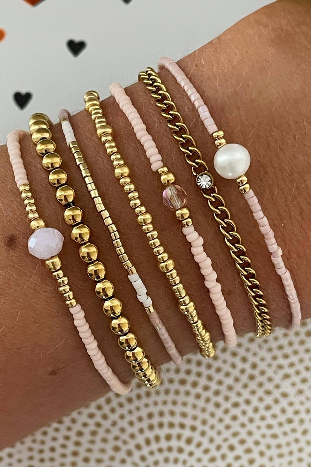 Gold Simple Beaded Multi Layer Bracelet