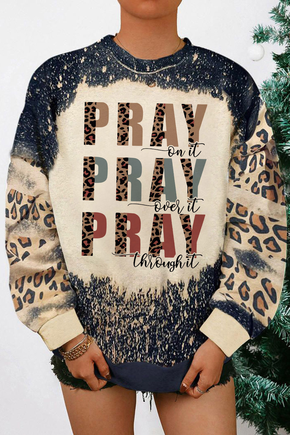 Fiery Red Tie Dye Leopard Drop Shoulder Sweatshirt