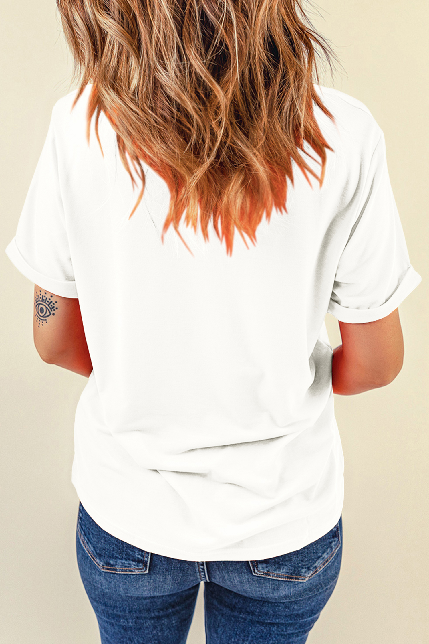 White Ribbon Bow Clover Embroidered Casual T Shirt