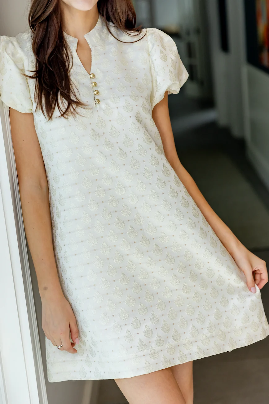 Winter White Button Front Mini Tunic - luftunsa