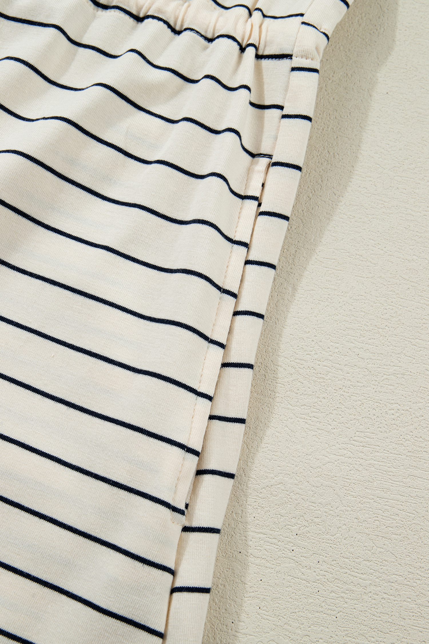 Beige Stripe Drawstring Tunic Tank Mini Dress with Pockets