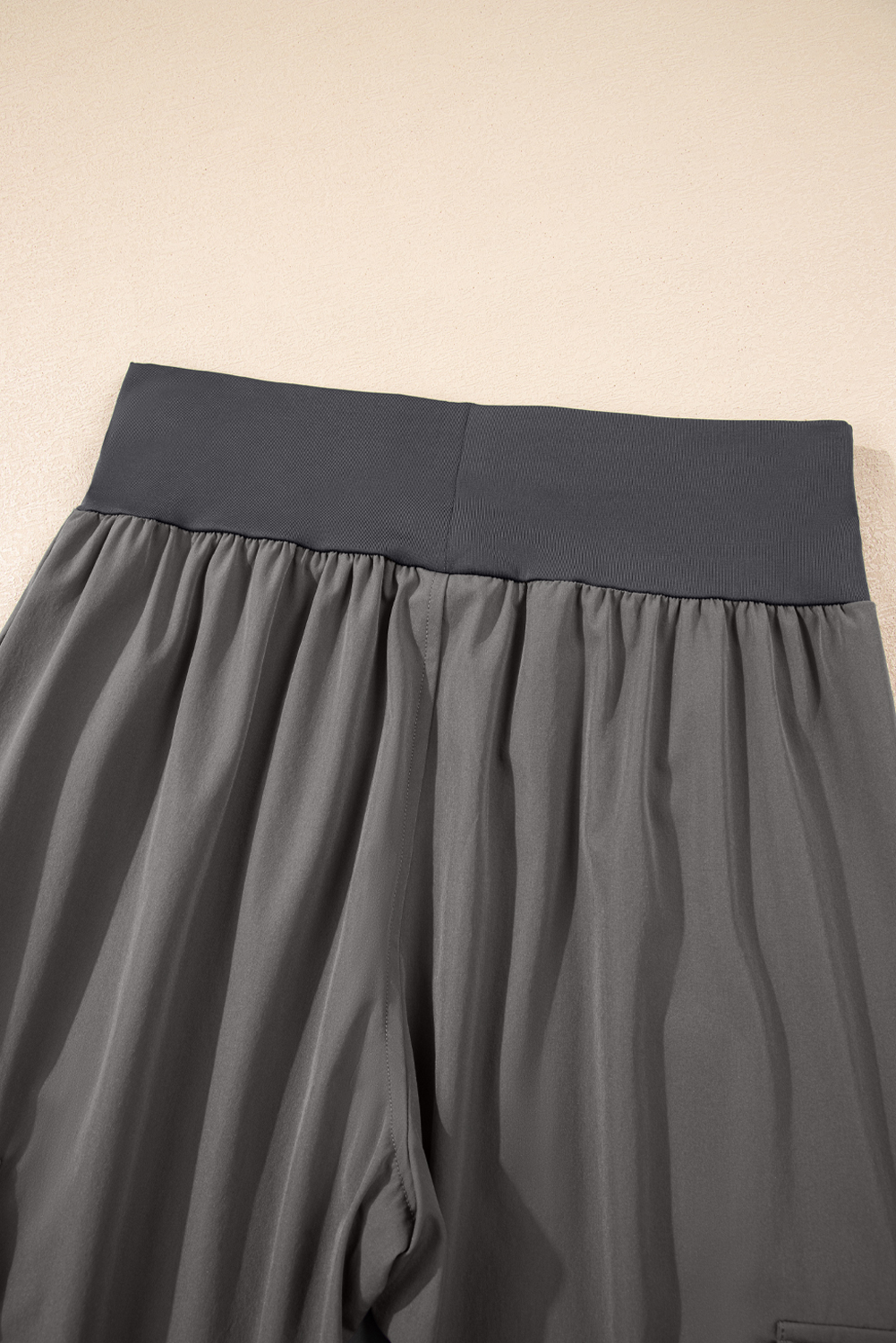 Black Elastic High Waist Pocketed Cargo Jogger Pants