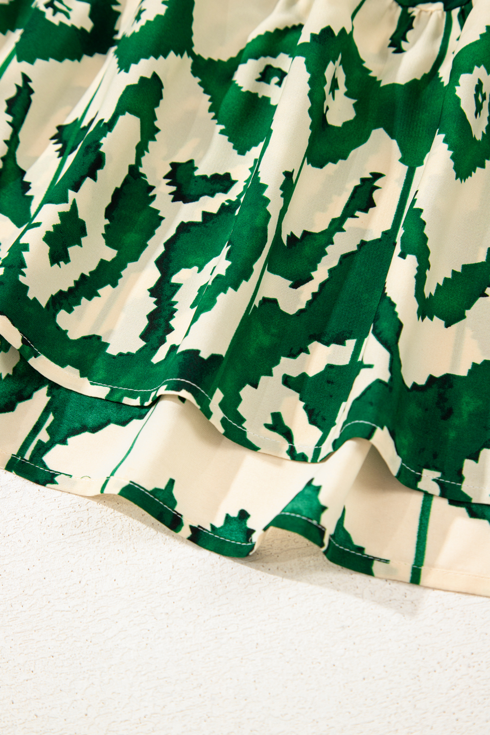 Green Western Aztec Shirred A-line Sleeveless Maxi Dress