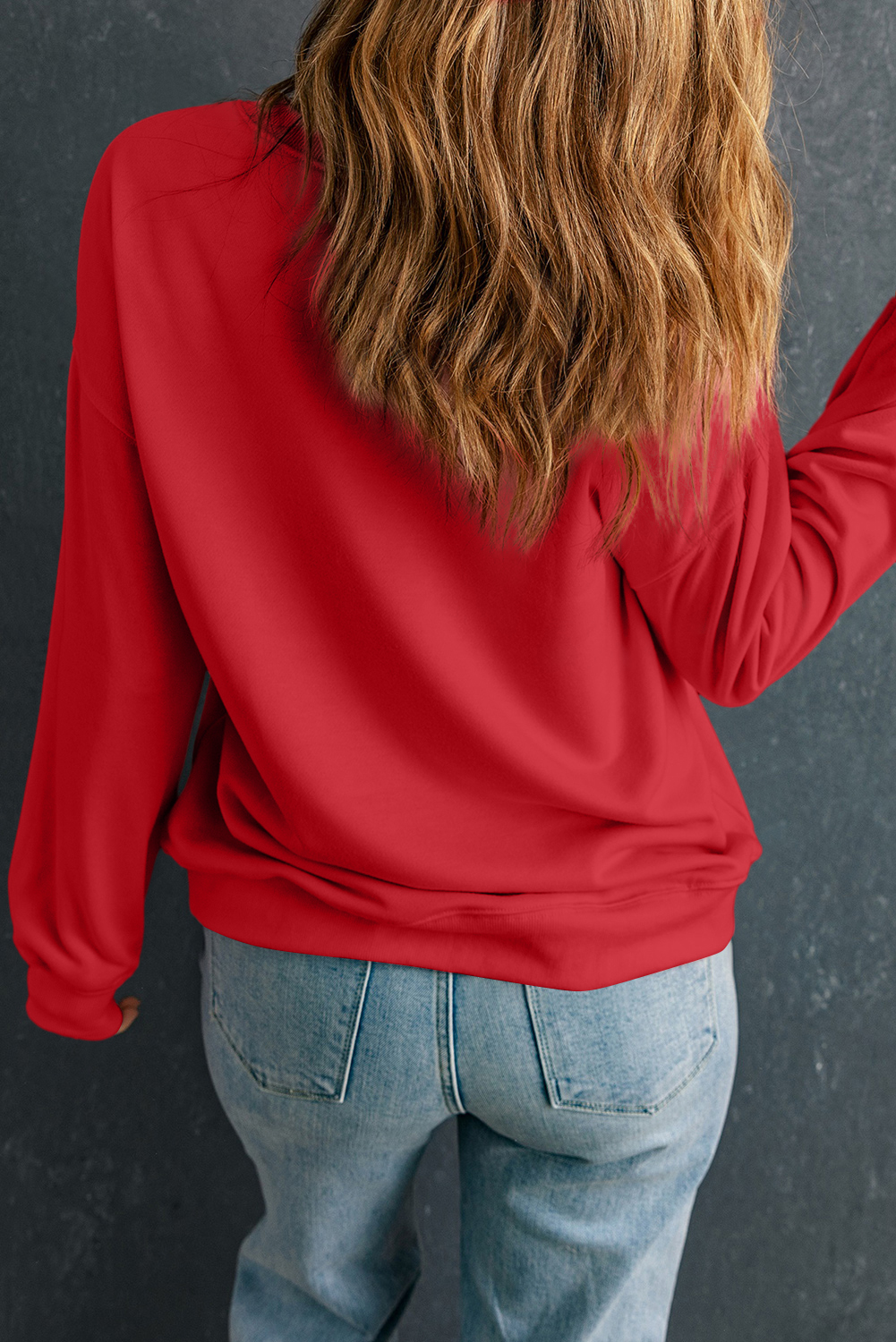 Red Love Printed Crewneck Valentines Pullover Sweatshirt