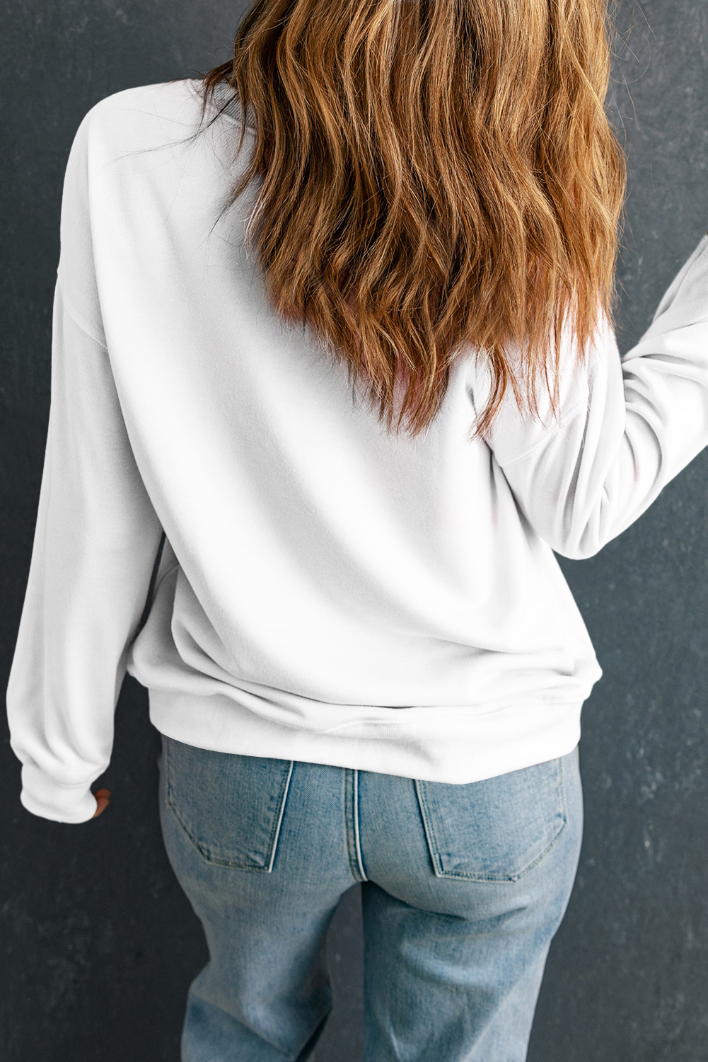 White Thanksgiving Turkey Graphic Holiday Crew Neck Sweatshirt
