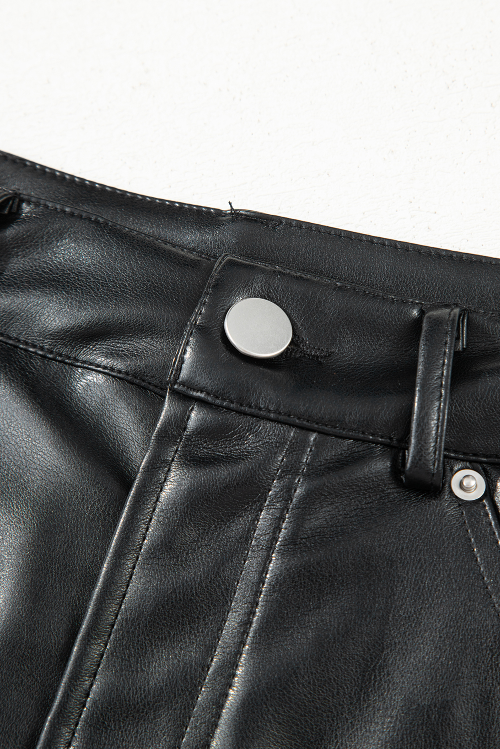 Black Faux Leather Side Slit Maxi Skirt