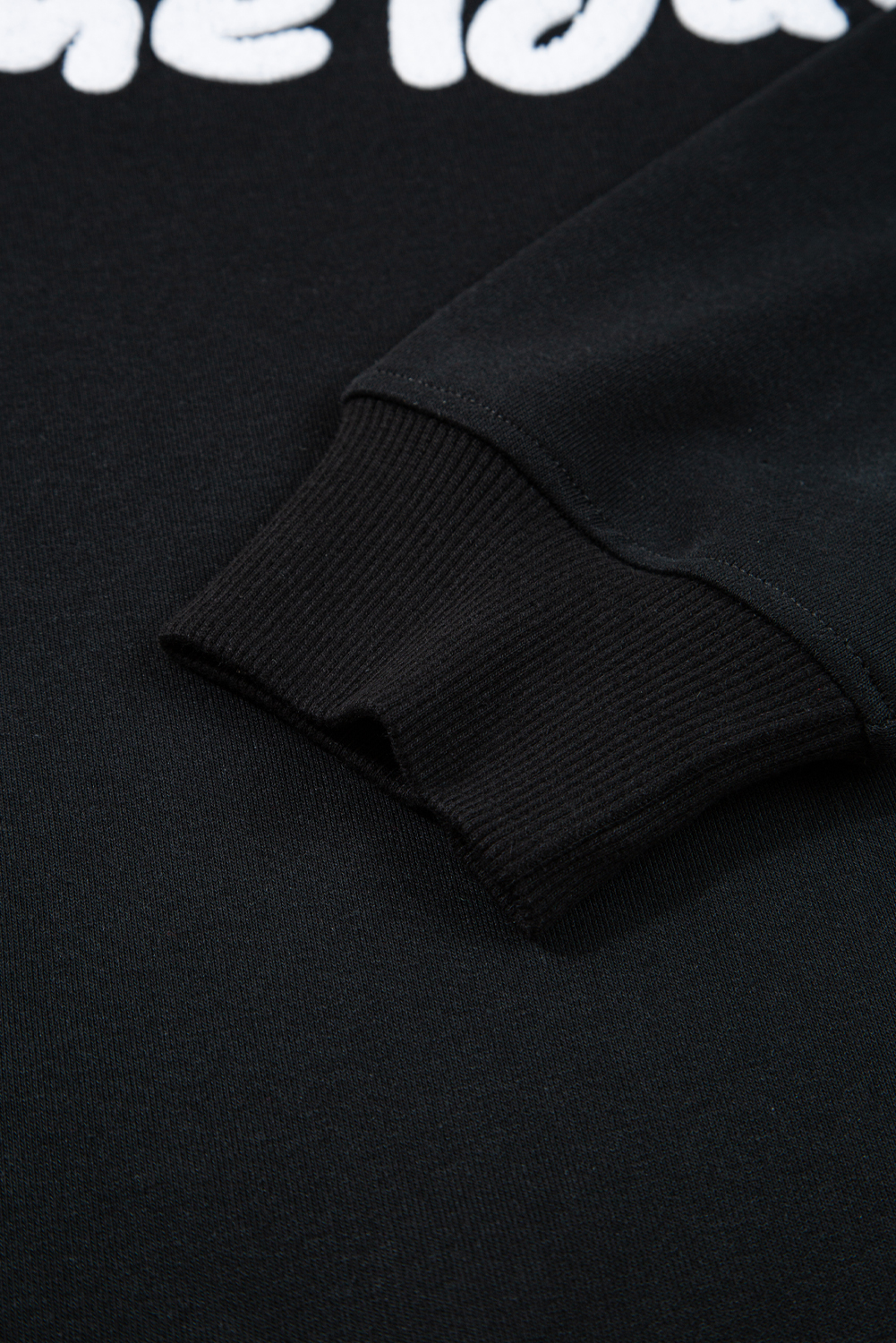 Black Chenille Game Day Graphic Drop Shoulder Sweatshirt