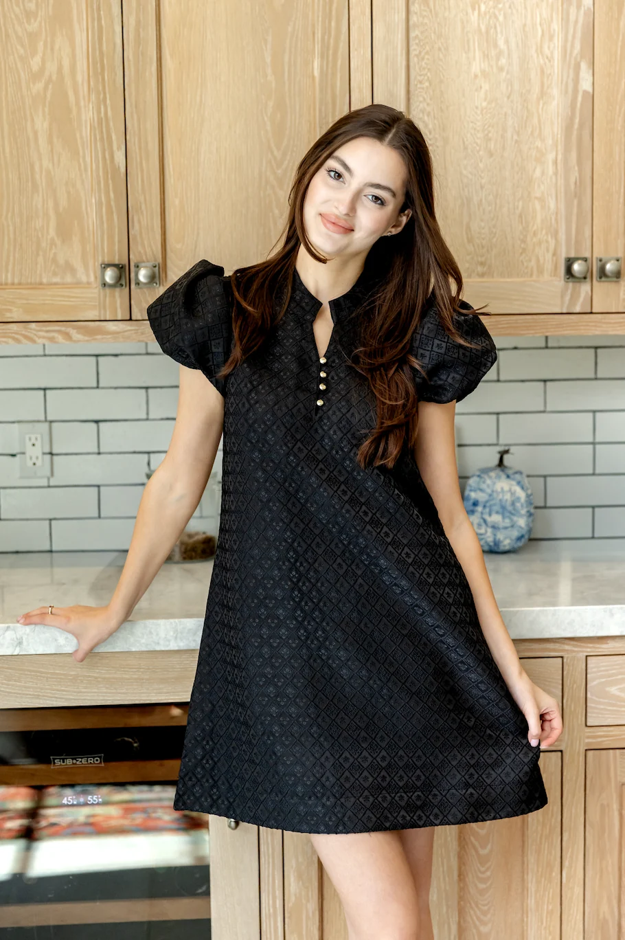 Black Button Front Mini Tunic - luftunsa