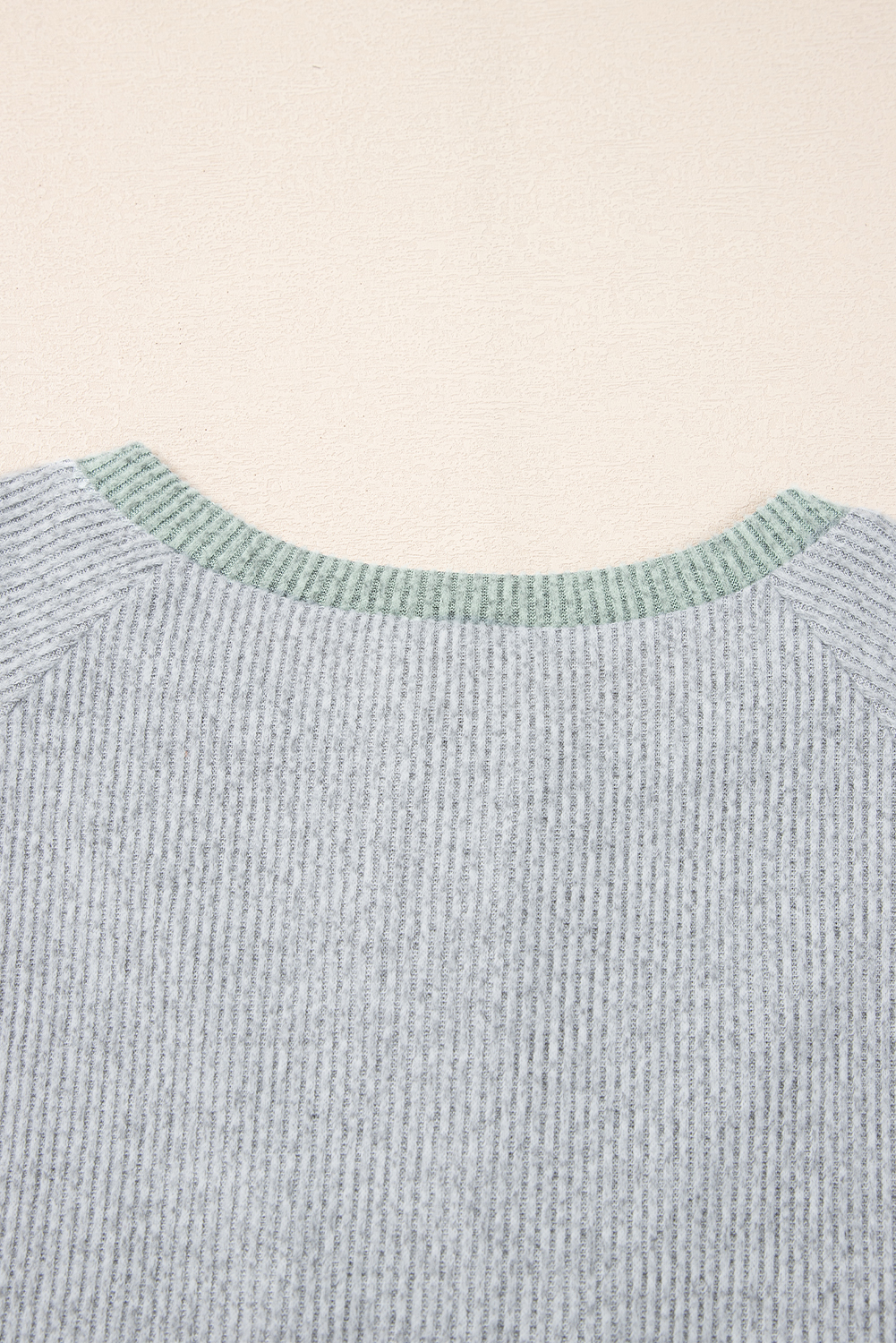 Contrast Ribbed Loose Fit Long Sleeve Top