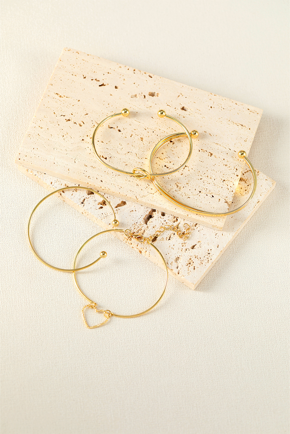 Gold Love Geometric Cross Plated Bracelet 4-piece Set