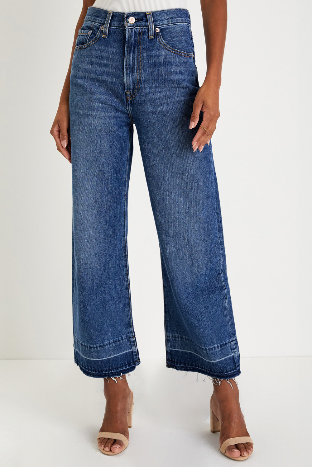 Gray Raw Hem Straight Leg Loose High Waist Jeans
