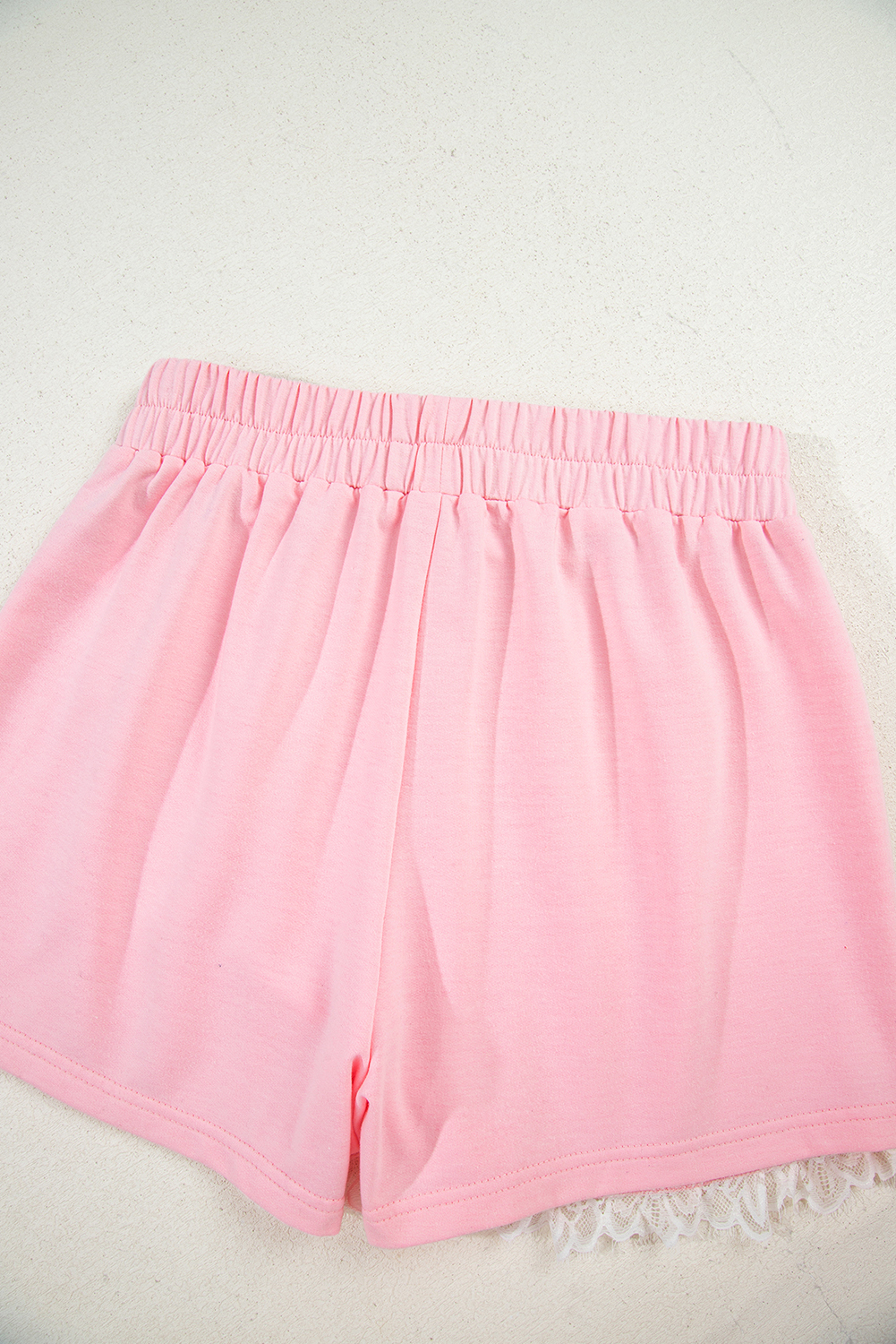 Pink Peter Pan Lace Embellished Neck Collision Sweatshirt and Skirt Two Piece Set