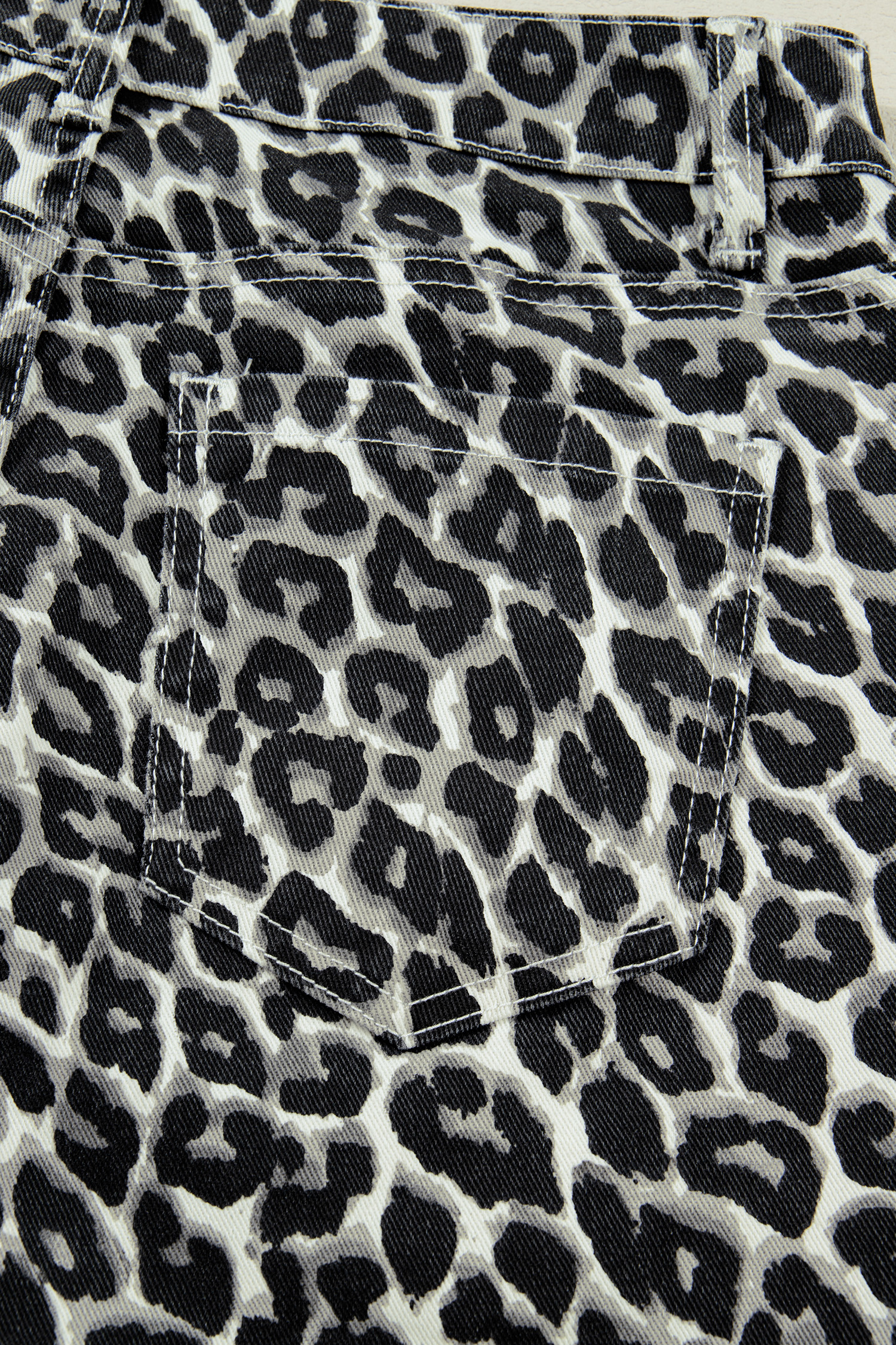 Black Leopard Print Barrel Jeans