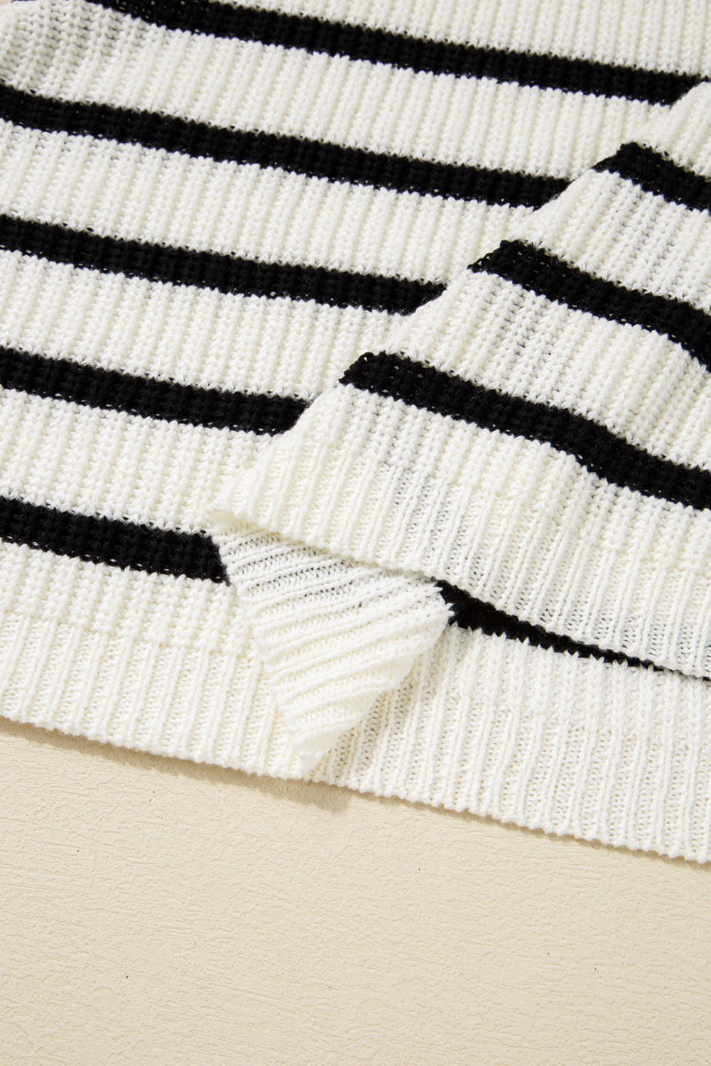 Black Stripe Knitted Drawstring Detail Sleeveless Dress