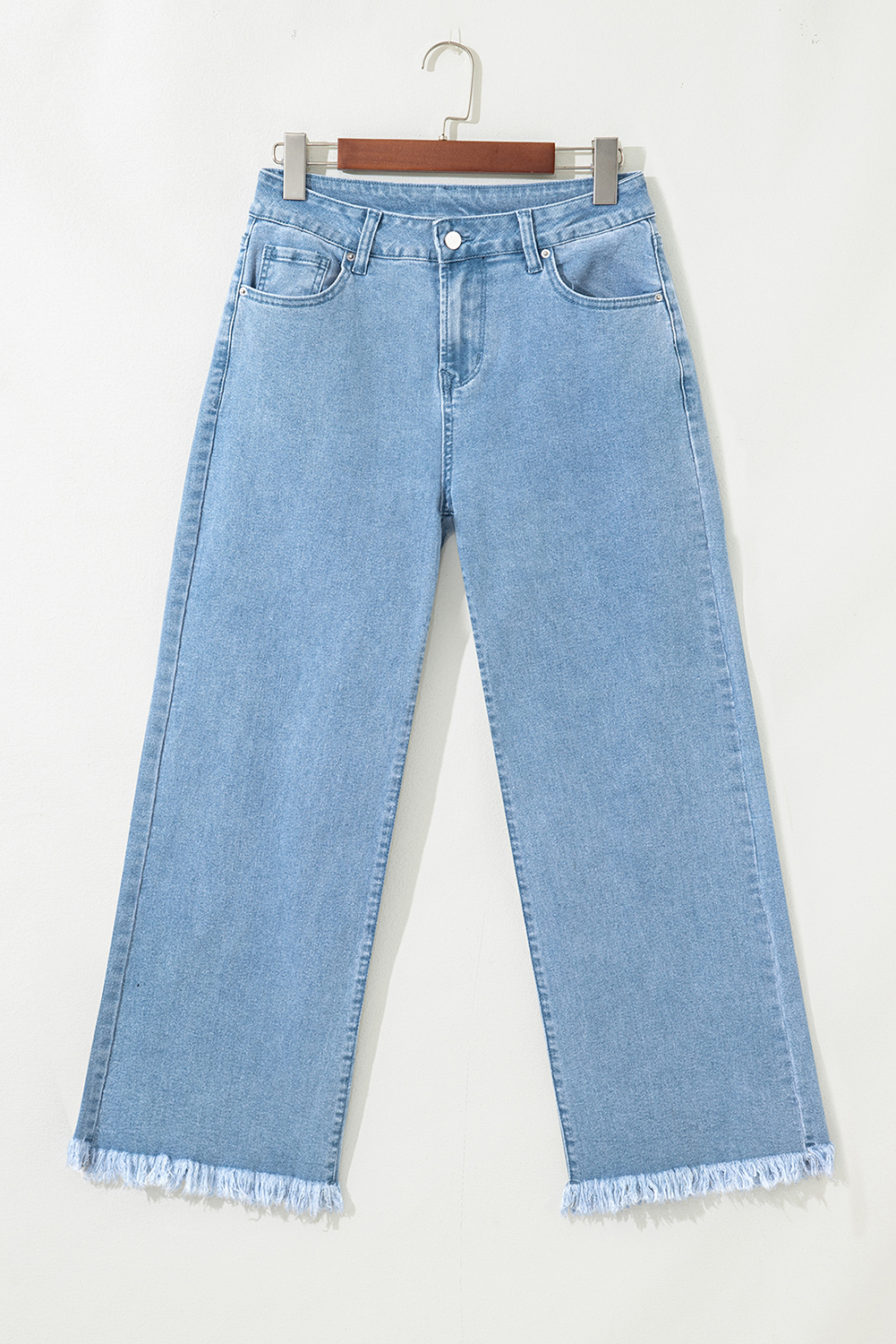 Peach Blossom Acid Washed High Rise Cropped Wide Leg Jeans
