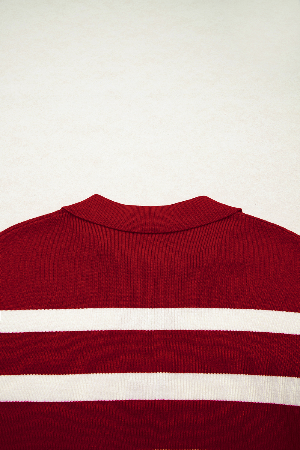 Red Stripe Collared Split Neck Sweater Vest