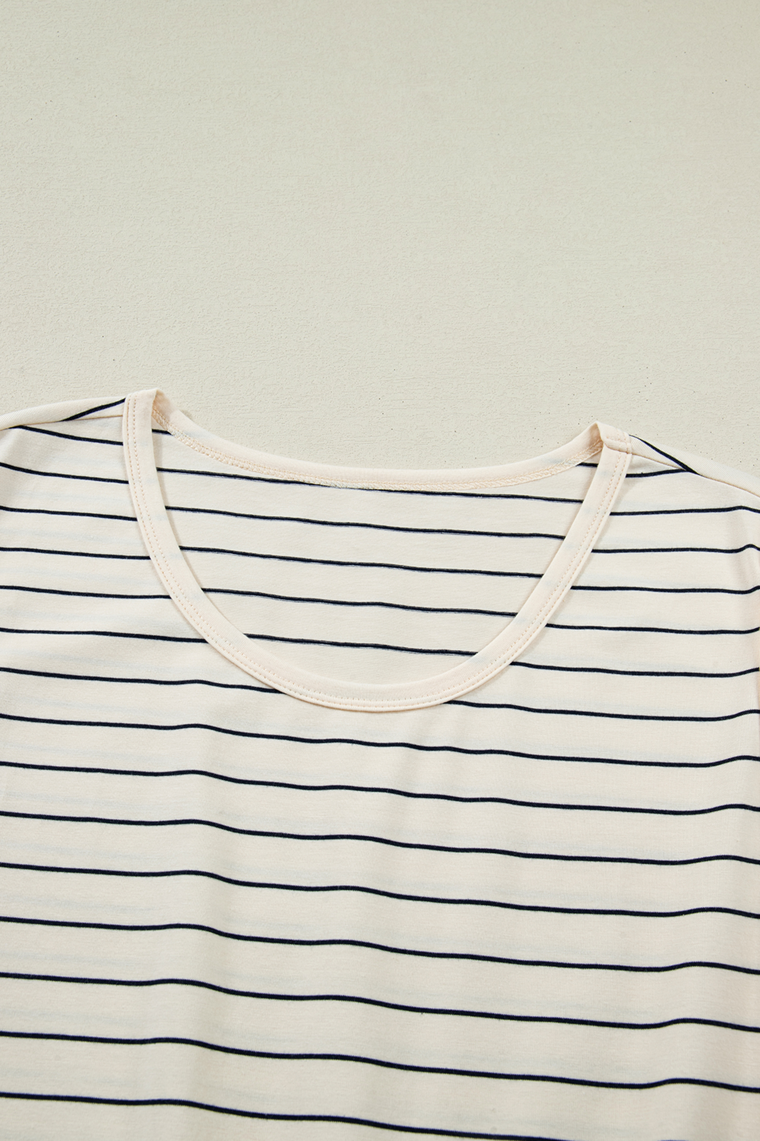Beige Stripe Drawstring Tunic Tank Mini Dress with Pockets