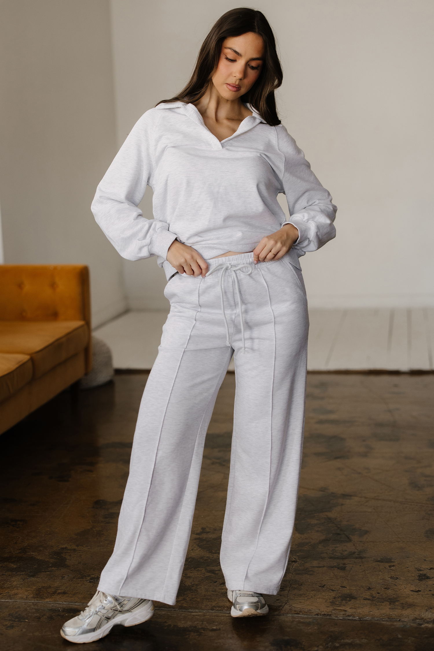 Light Grey Polo Tee Casual Pant Set