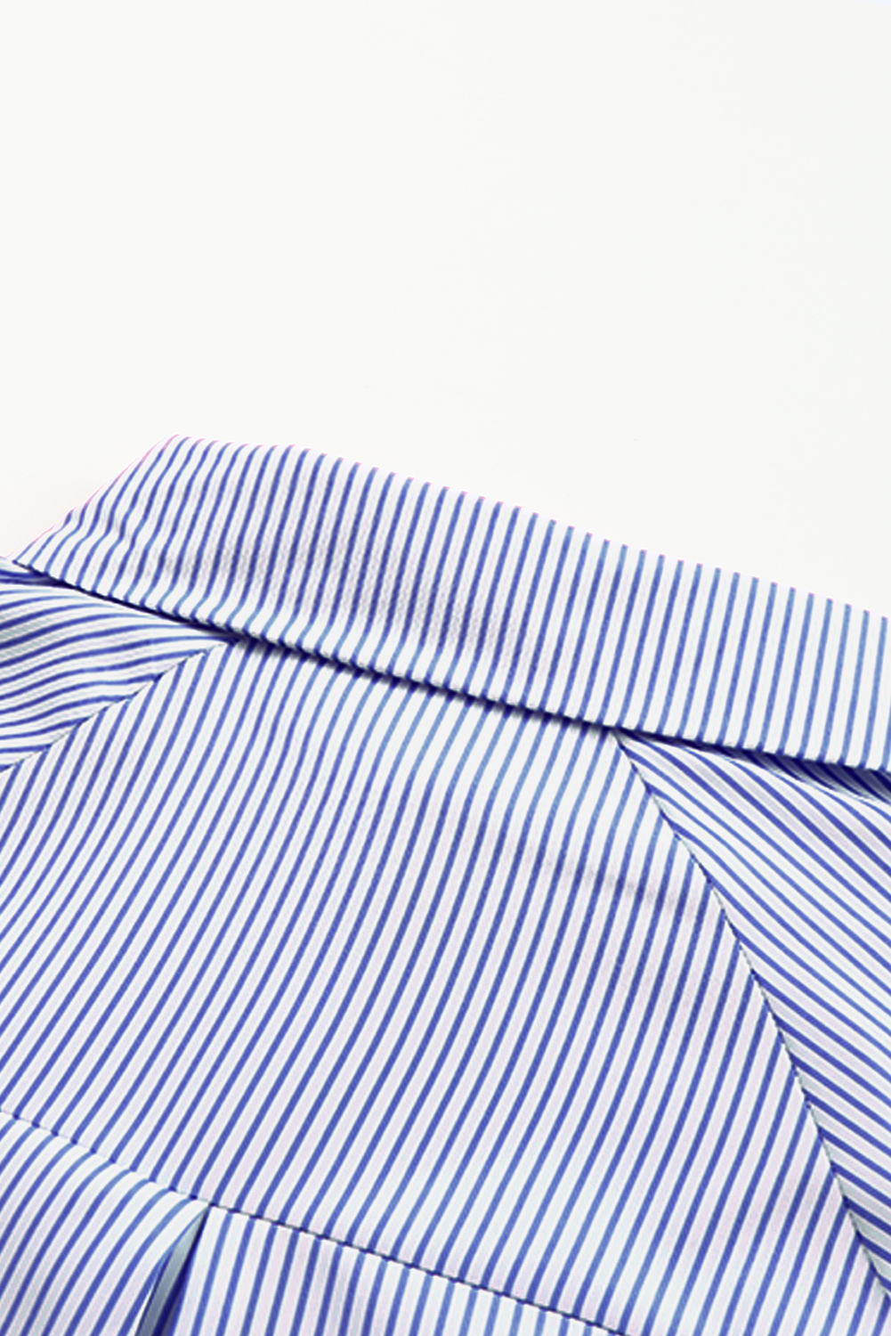 Red Stripe Smocked Cuffed Striped Boyfriend Shirt with Pocket