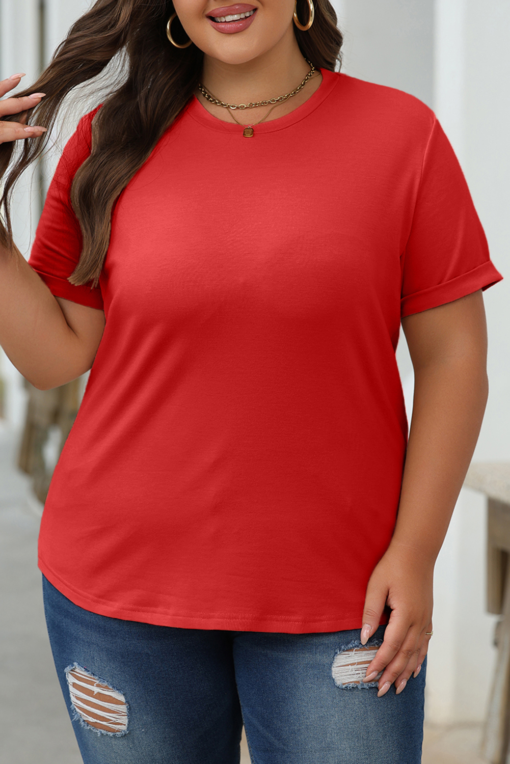 Khaki Casual Plain Crew Neck Tee