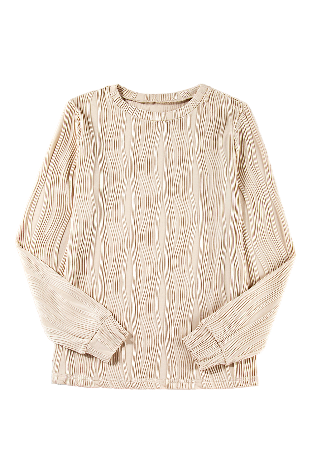 White Wavy Textured Mock Neck Cap Sleeve Top