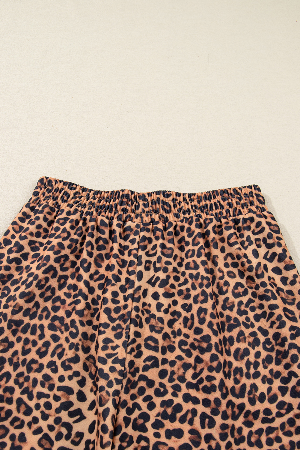 Khaki Leopard Pullover and Pants 2pcs Outfit with Bow Embroidery