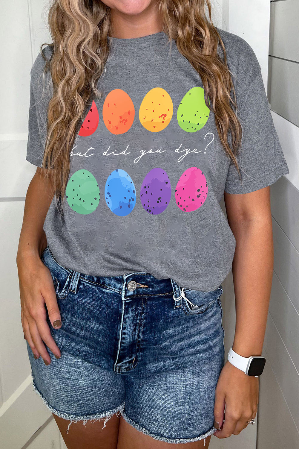 White Rabbit Bow Knot Print Crew Neck T Shirt