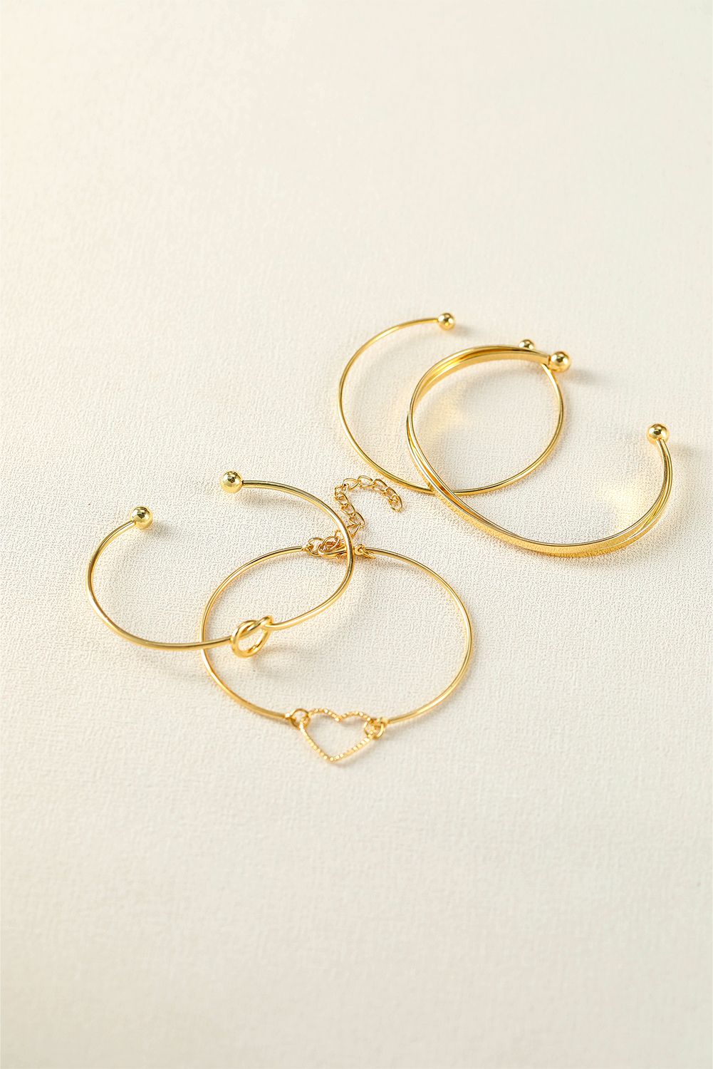 Gold Love Geometric Cross Plated Bracelet 4-piece Set