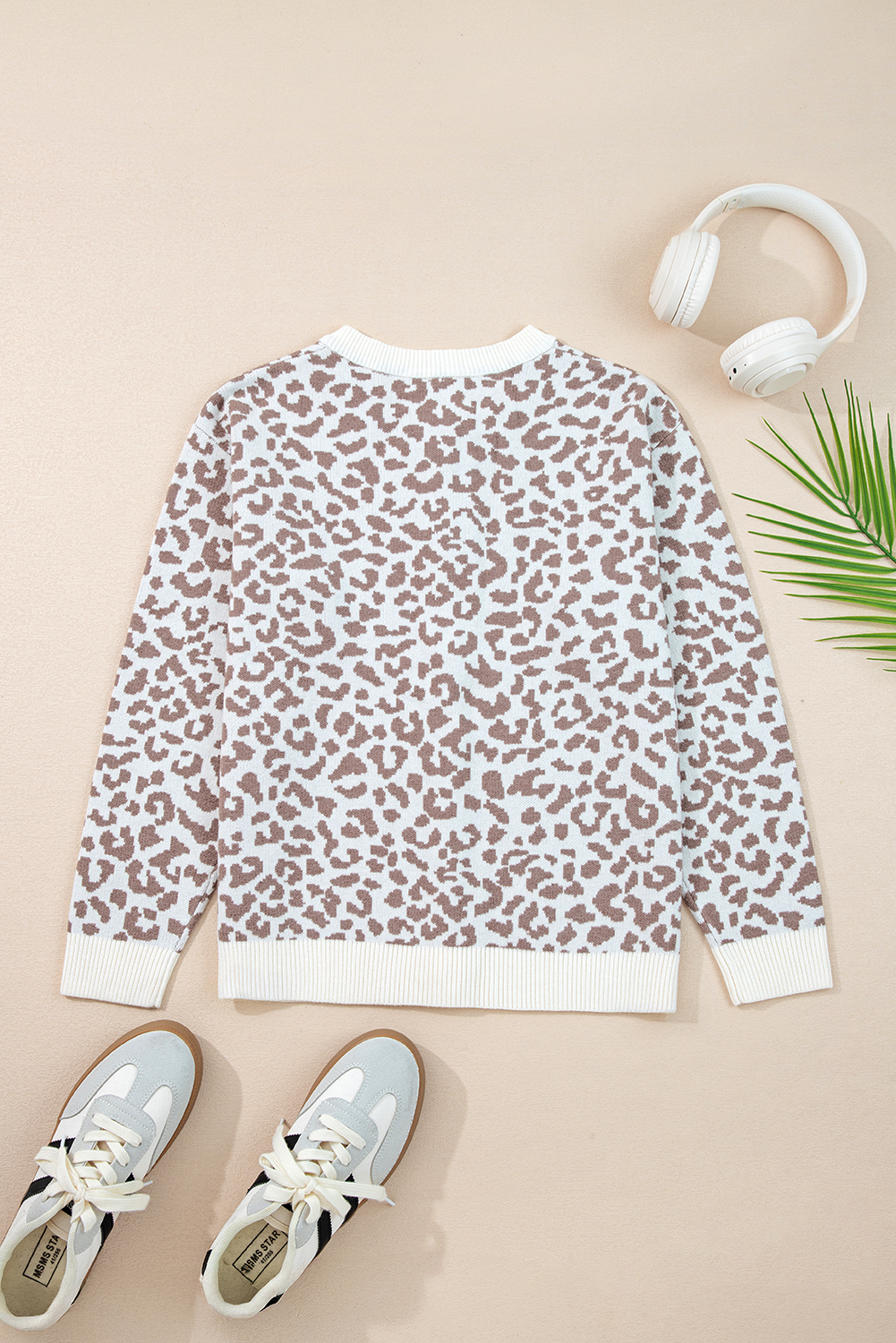 Black Leopard Drop Shoulder Chunky Knitted Cardigan Sweater