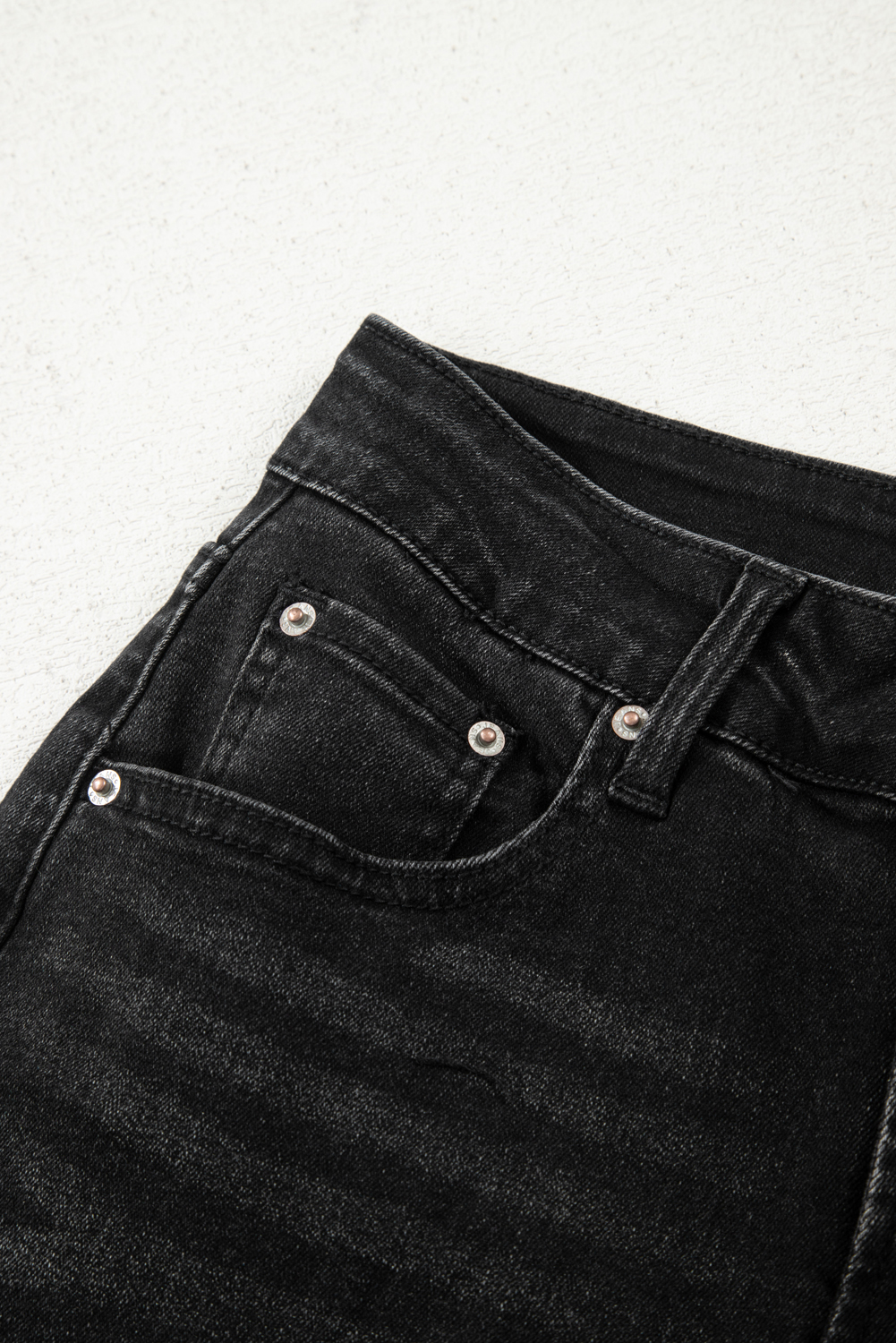 Gray Raw Hem Straight Leg Loose High Waist Jeans
