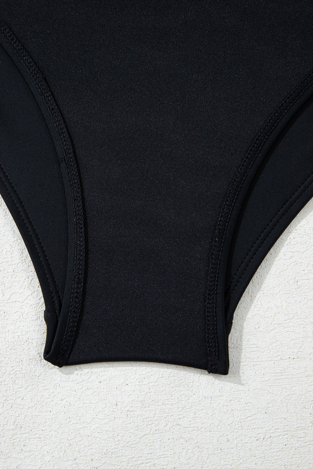 Black Asymmetric Ruffle Shoulder Pleated One Piece Swimsuit