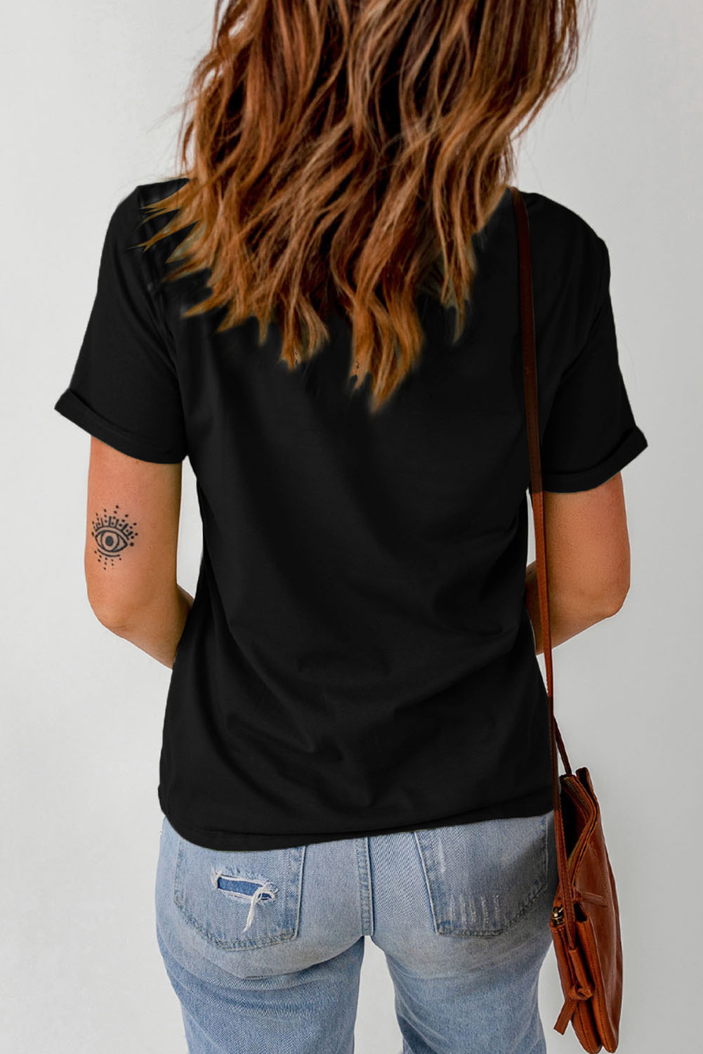 White American Woman Bull Skull Graphic T Shirt