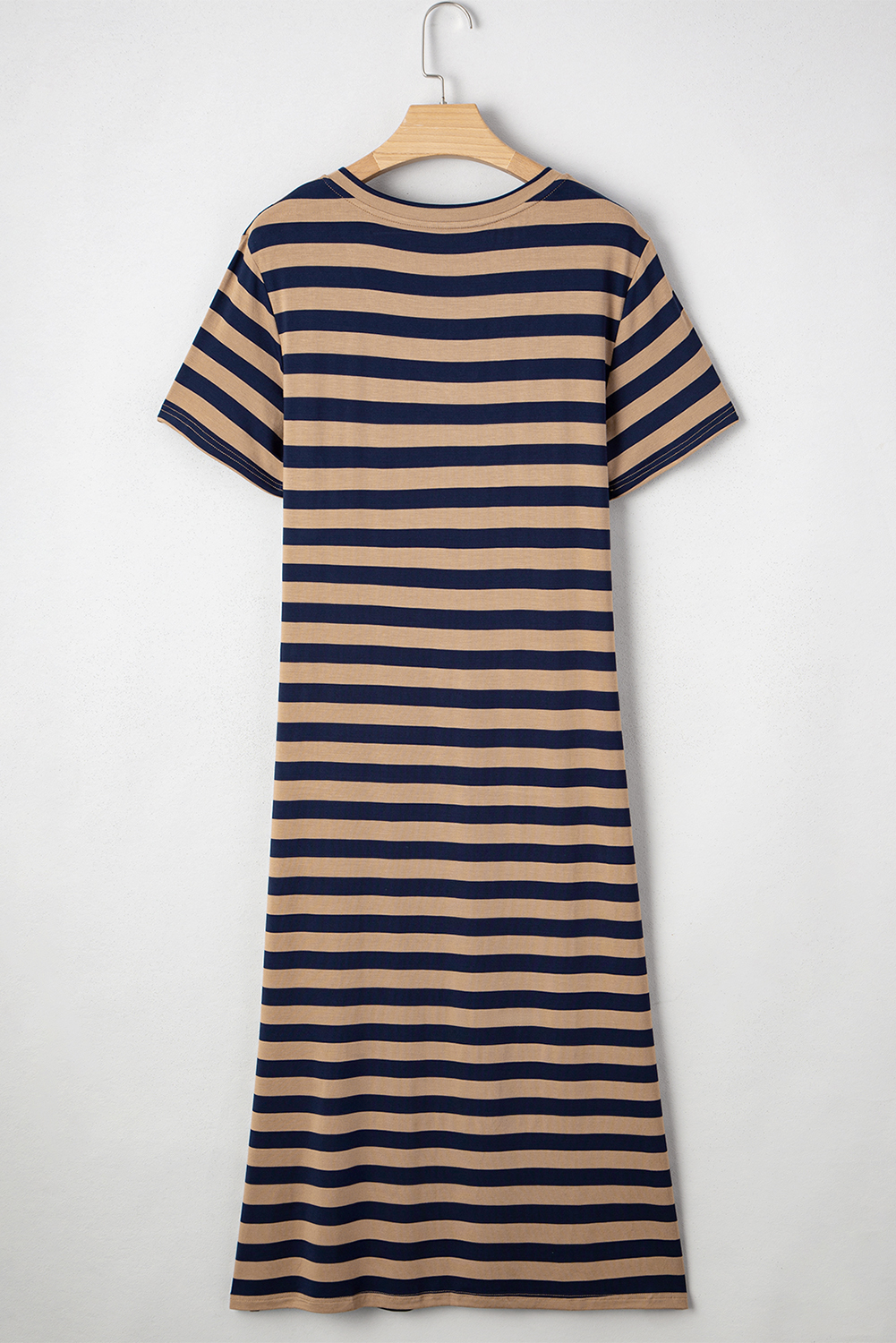 Fiery Red Black Stripe Print V Neck Maxi Dress with Side Splits