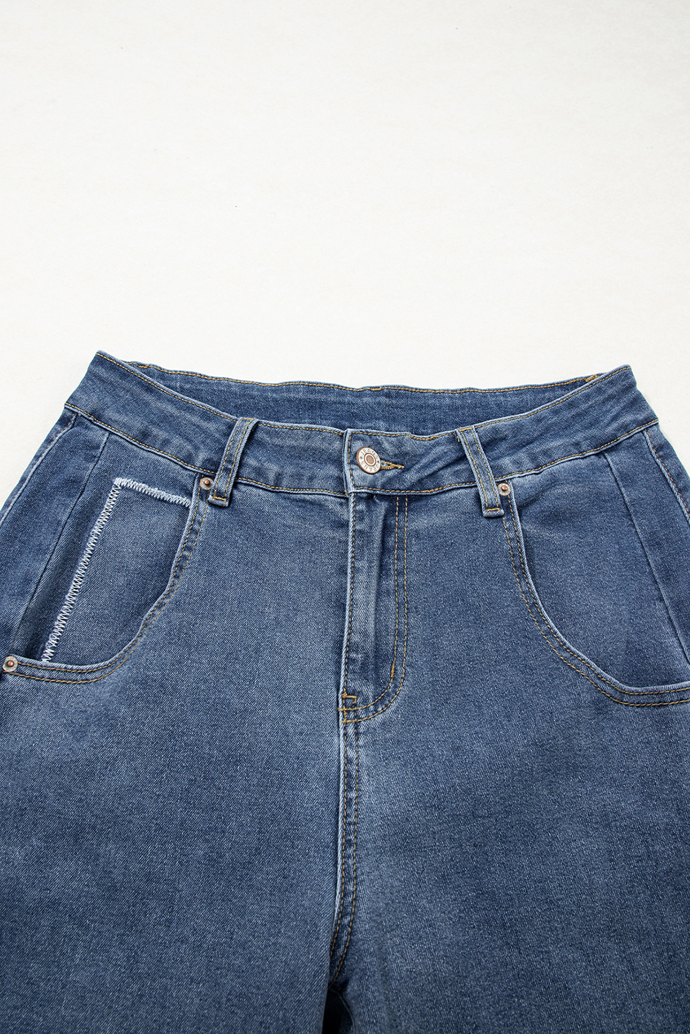 Ashleigh Blue Stitched Raw Hem Wide Leg Loose Jeans