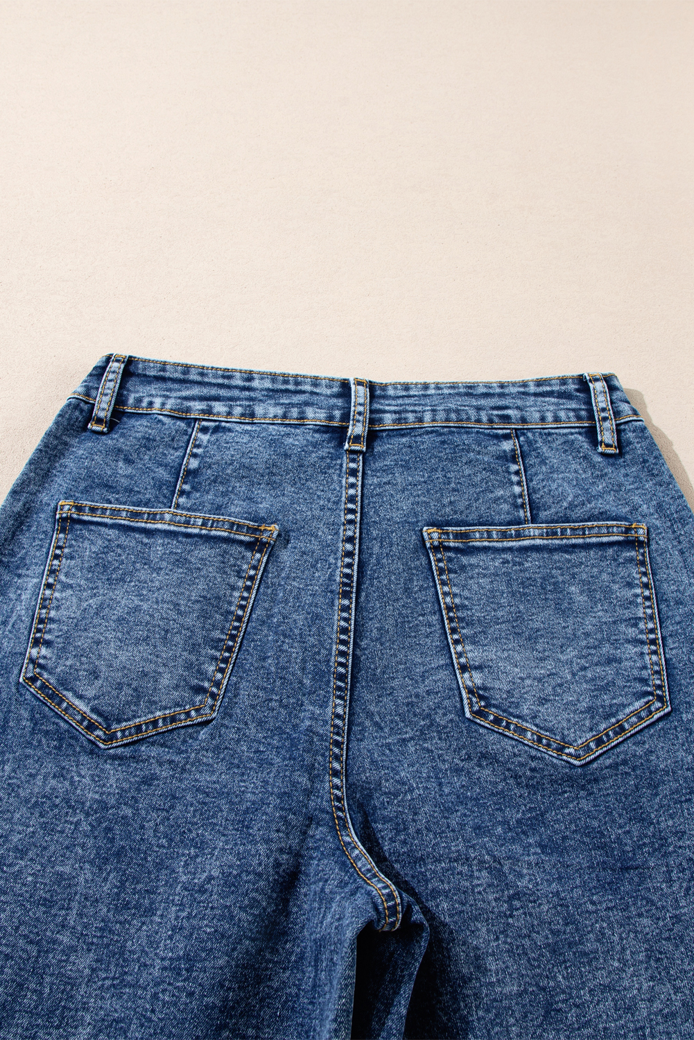 Light Blue Chic Patch Pocket Straight Leg Loose Jeans