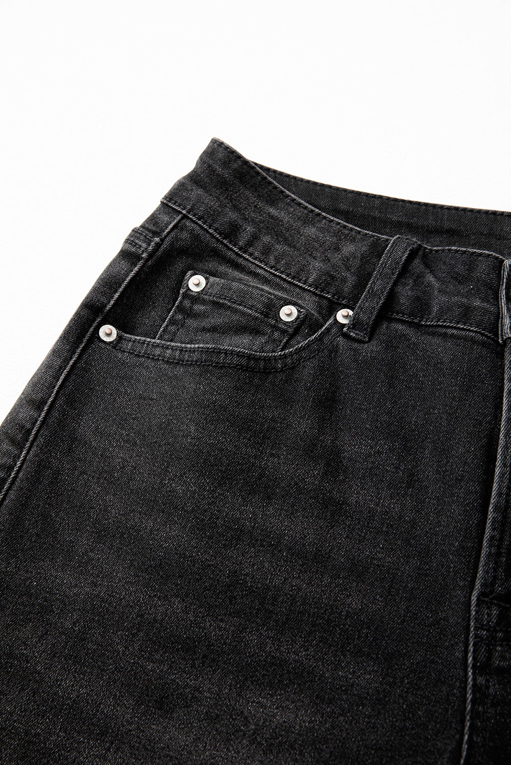 Real Teal Raw Hem Unique Cuffs Straight High Rise Loose Jeans