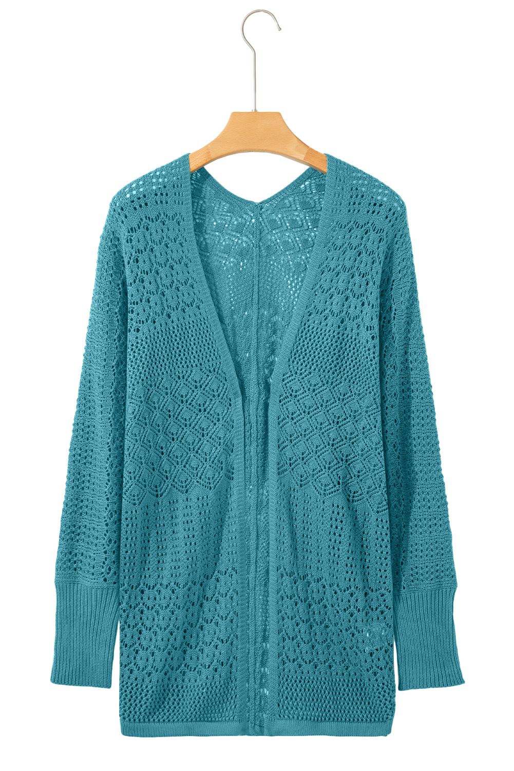 Redwood Burl Mixed Pattern Knitted Open Front Plus Cardigan